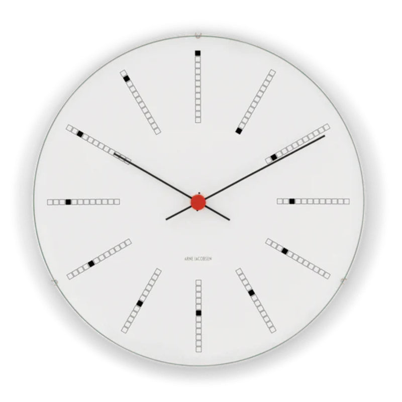 Arne Jacobsen Bankers Wall Clock White/Black/Red