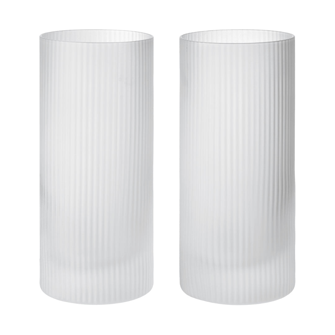 Ferm Living Ripple Highball Glasses - Set of 2 - Frosted - Batten Home