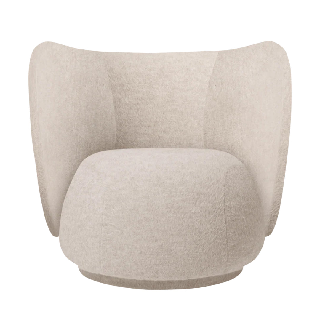 Ferm Living Rico Lounge Chair - Swivel - Soft Alpaca - Natural - Batten Home