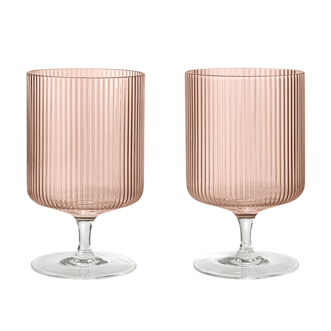 Ferm Living Ripple Wine Glass Set of 2 Blush - Batten Home