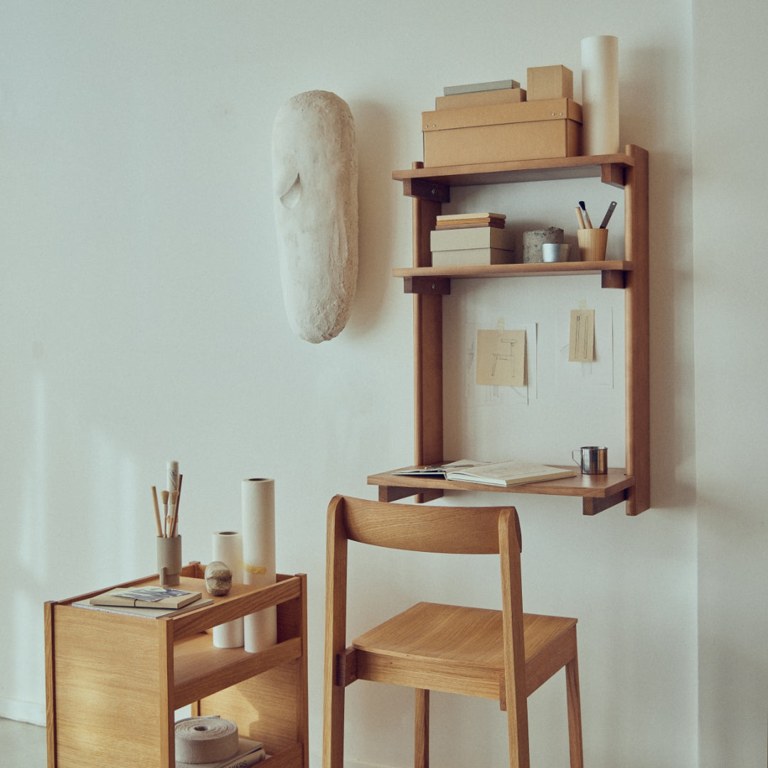 Form and Refine Beam Wall Office Shelf 3, Deep Brown Pine - Batten Home