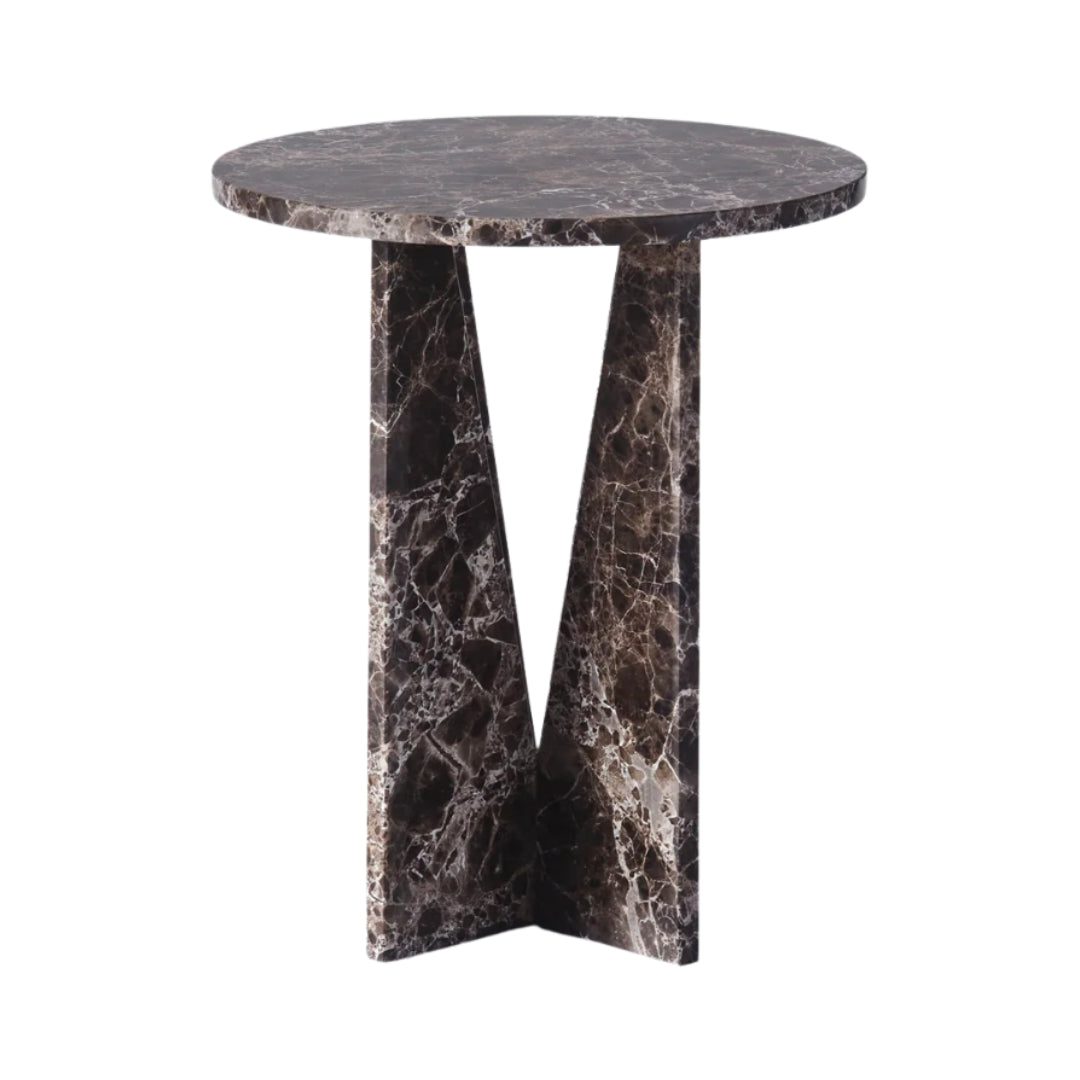 V Side Table - Dark Emperador