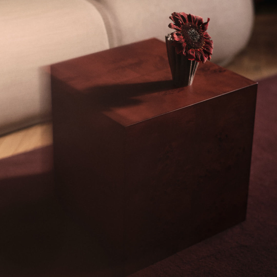 Ferm Living Burl Cube Side Table - Dark Stained Burl - Batten Home
