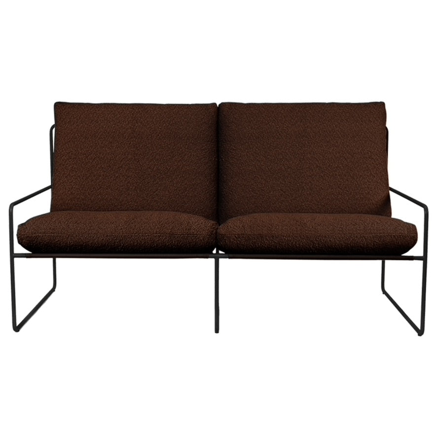 fermLIVING DesertCushion中材あり Ferm Living Desert 2-Seater - Black/Chestnut - Pure Bouclé