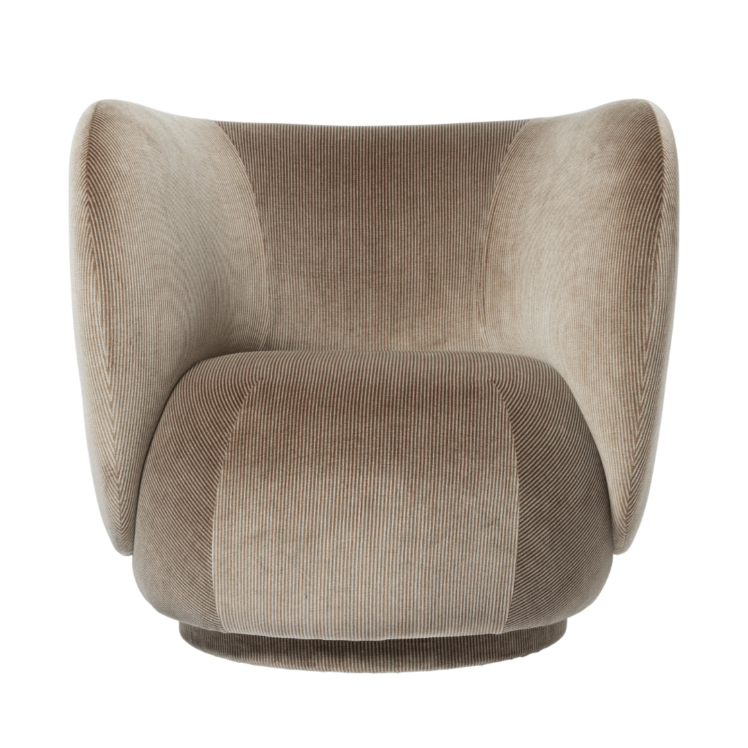 Rico Lounge Chair - Swivel - Devoré Velvet - Flint Grey