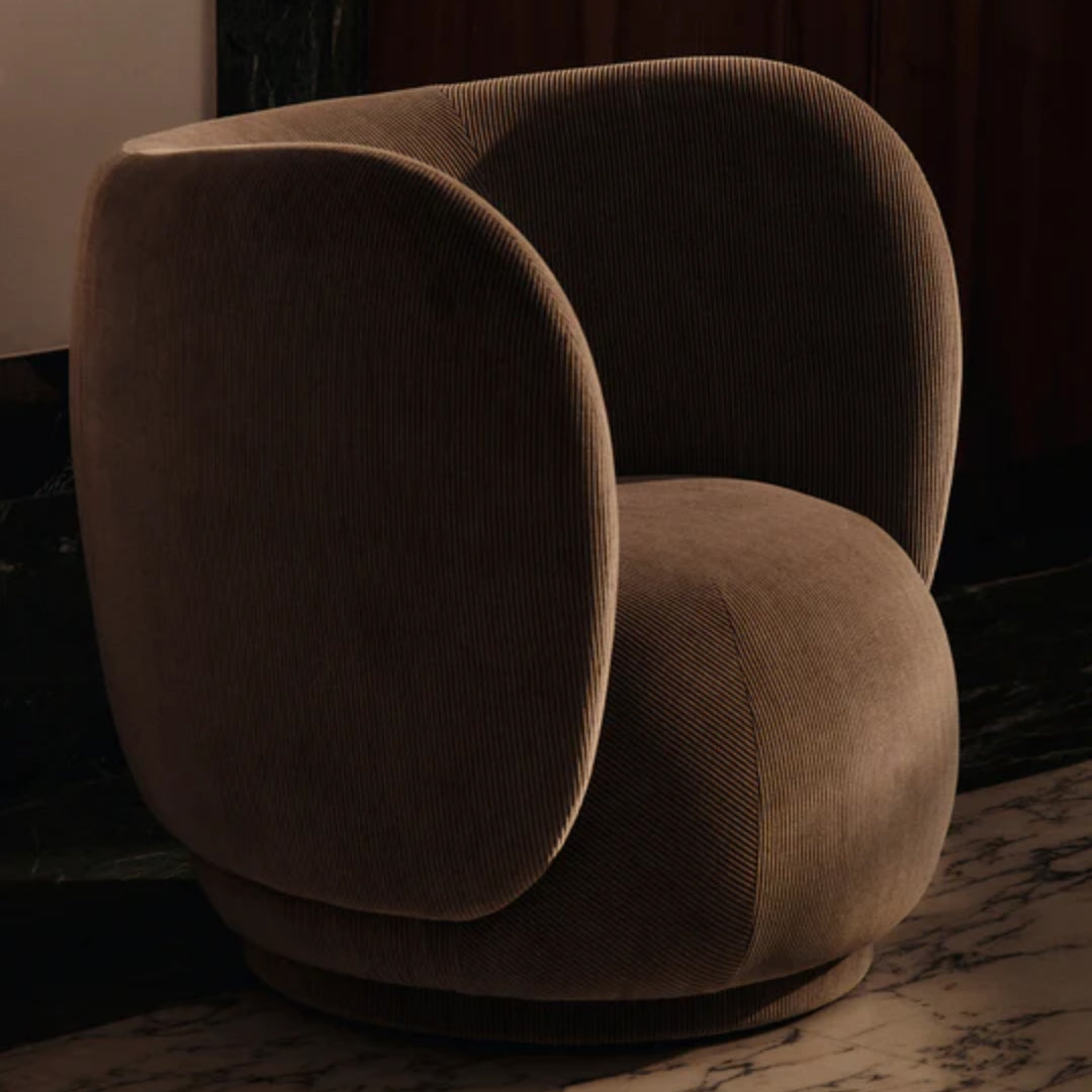 Rico Lounge Chair - Swivel - Devoré Velvet - Flint Grey
