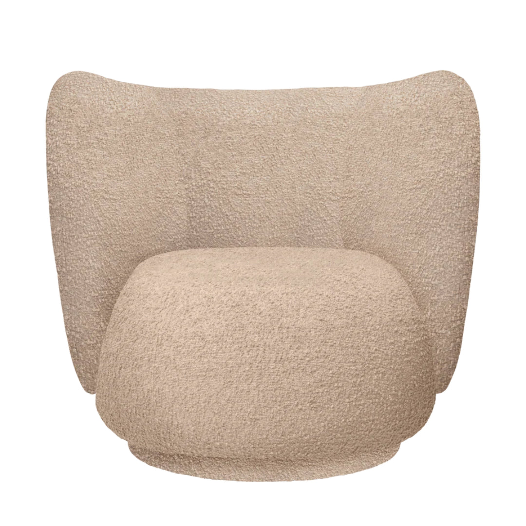Rico Lounge Chair - Swivel - Raw Bouclé - Natural