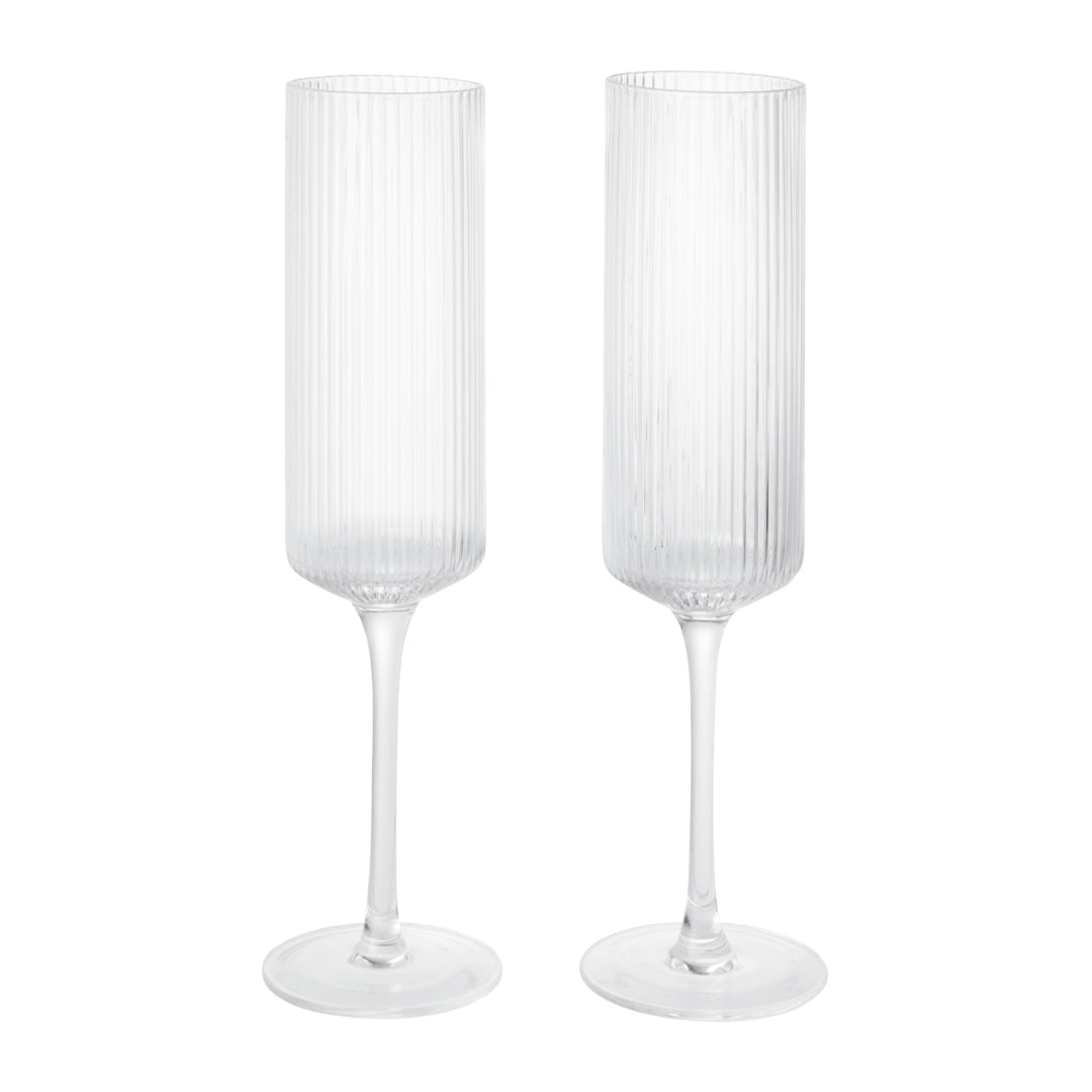 Ripple Champagne Flutes - Set of 2 - Clear