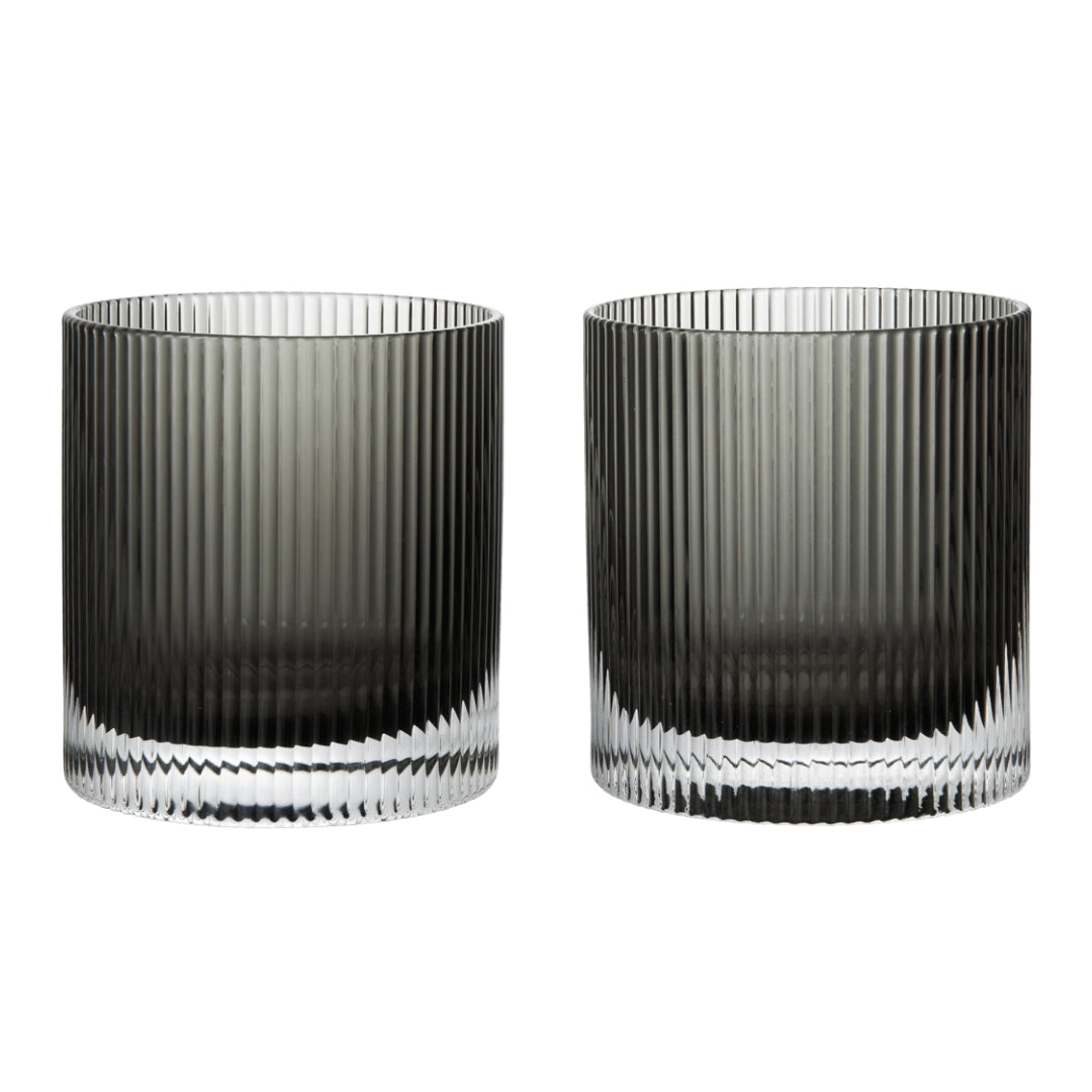Ripple Tumbler Glasses - Set of 2 - Smoked Grey