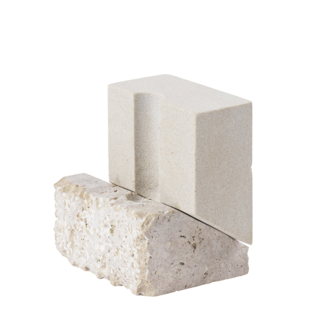 The Offset Candleholder by Kristina Dam is made of two juxtaposing materials combined to create a unique, sculptural candleholder. Travertine and Sandstone come together to make a stunning way to display your favorite dipped wax candles as every day decor or as a way to illuminate a special celebration.