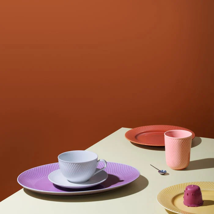 Lyngby Porcelain Rhombe Tea Cup w/ Saucer