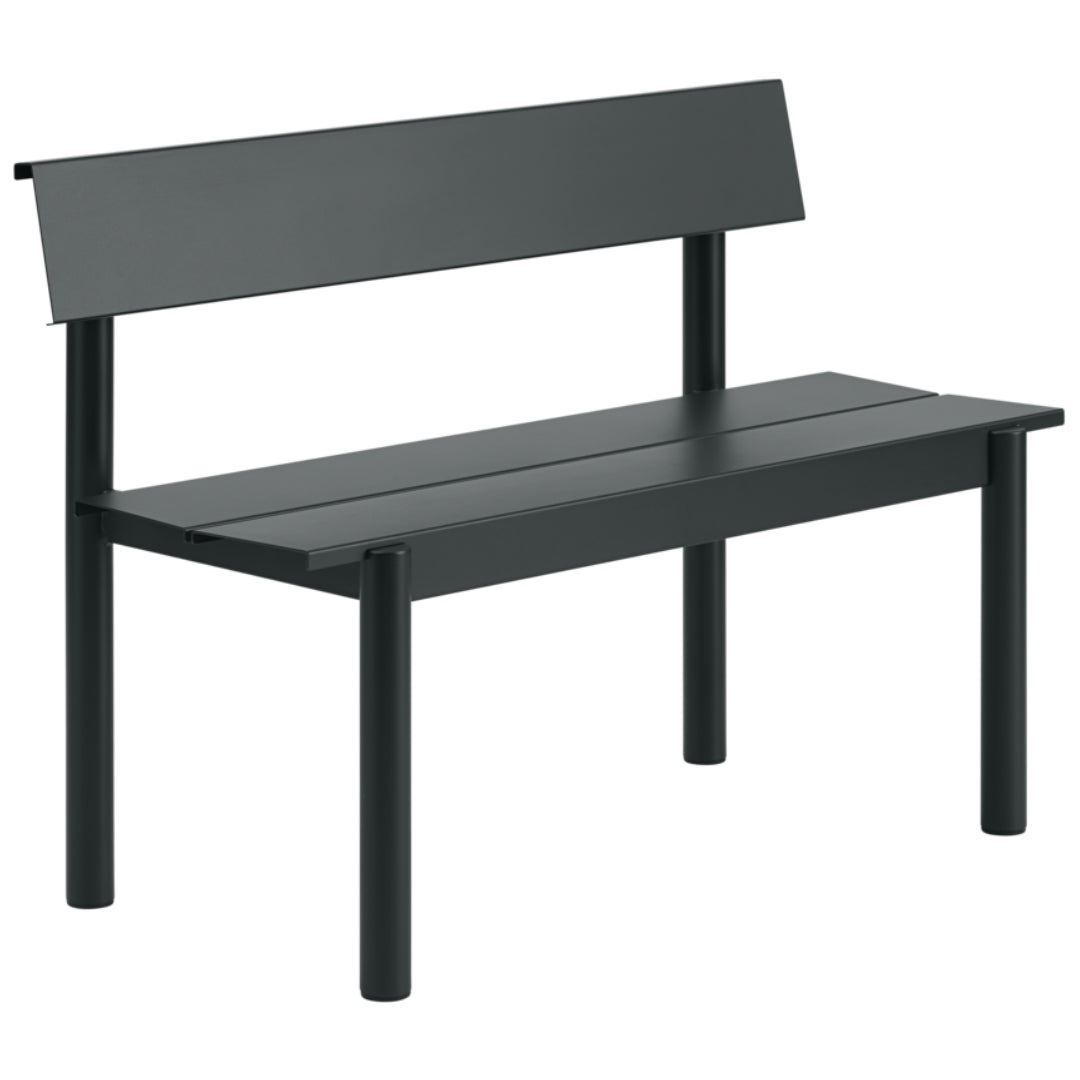 Linear Steel Bench w/ Backrest 43.3 x 15.4