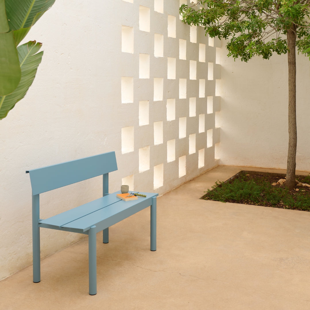 Linear Steel Bench w/ Backrest 43.3 x 15.4