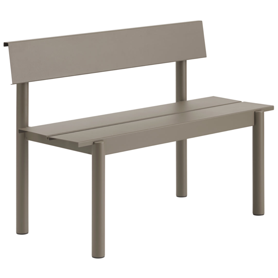 Linear Steel Bench w/ Backrest 43.3 x 15.4