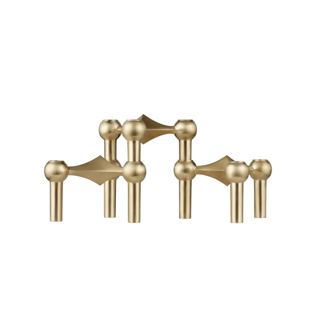 STOFF Nagel Candle Holder, Brushed Brass, Set of 3