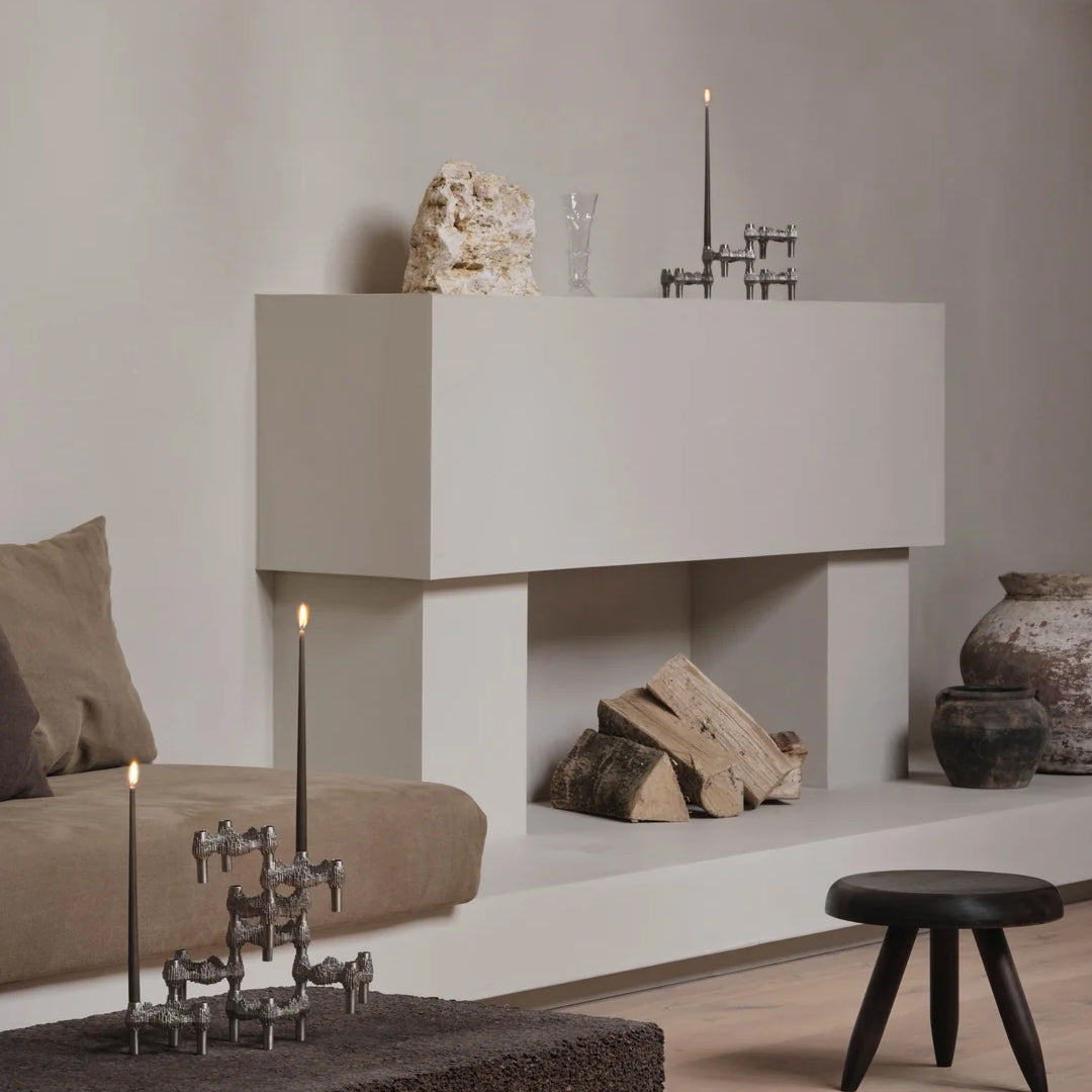 STOFF Nagel Quist Candle Holder, Brushed Chrome