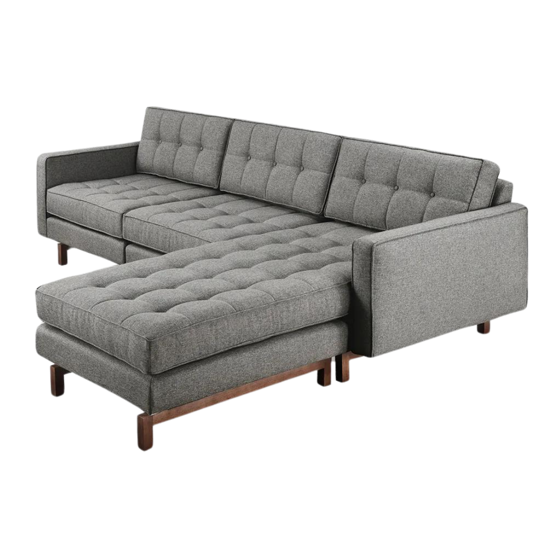 Jane 2 Bi-Sectional Parliament Stone Walnut - Gus Modern at Batten Home