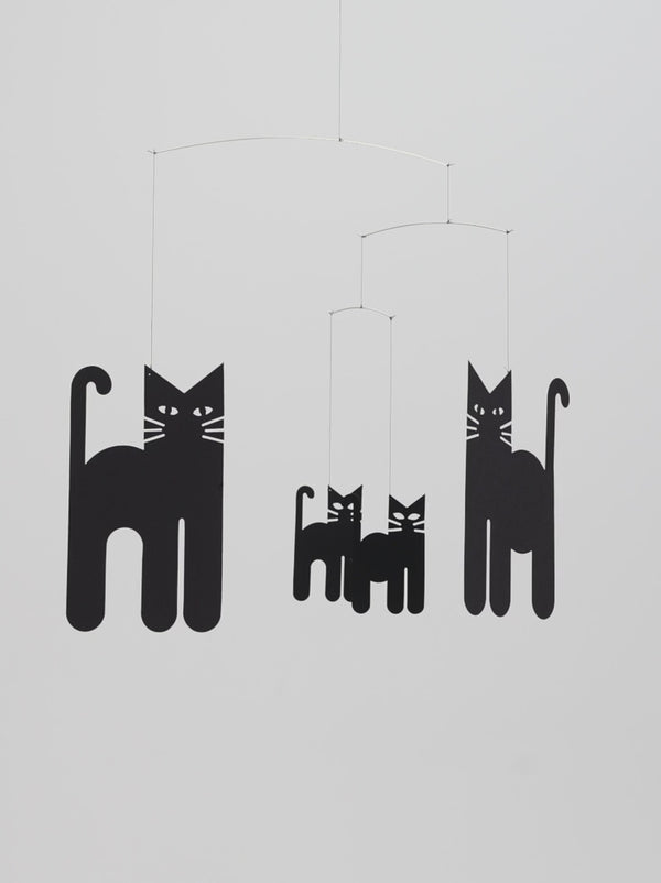 Flensted Cats Mobile En Acier Noir 30 X 34 Cm - Décoration Suspendue