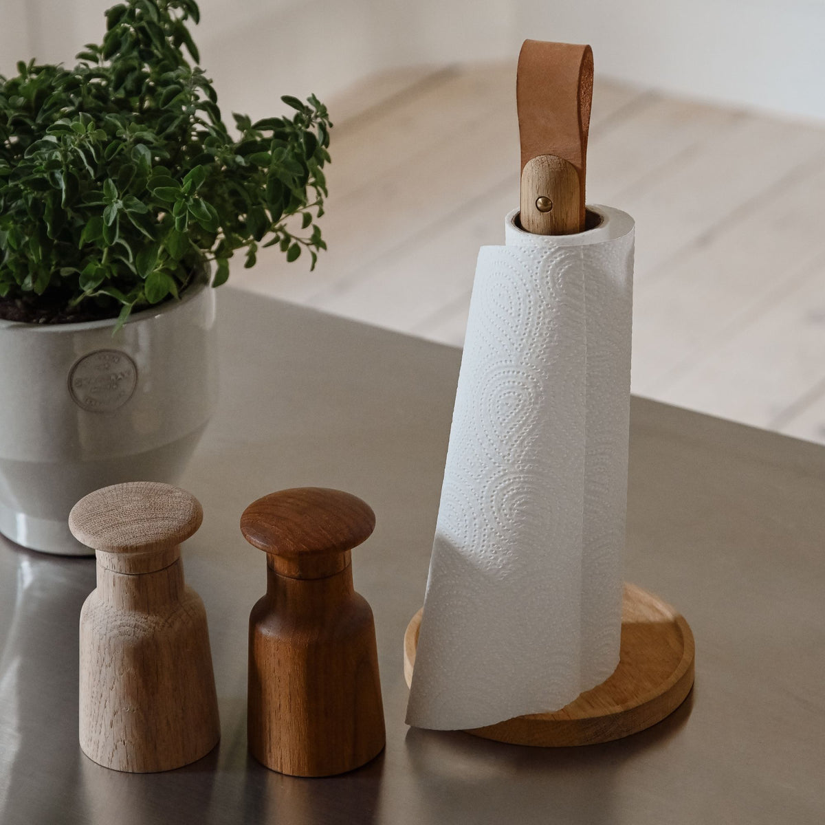 skagerak norr paper towel holder wood and leather