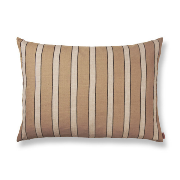 Large Brown Cotton Cushion - Lines