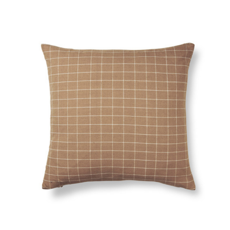 Brown Cotton Cushion - Check