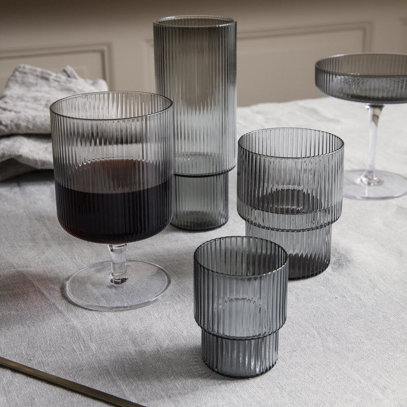 Ferm LivingRipple Wine Glass Set of 2 Smoked Grey - Batten Home
