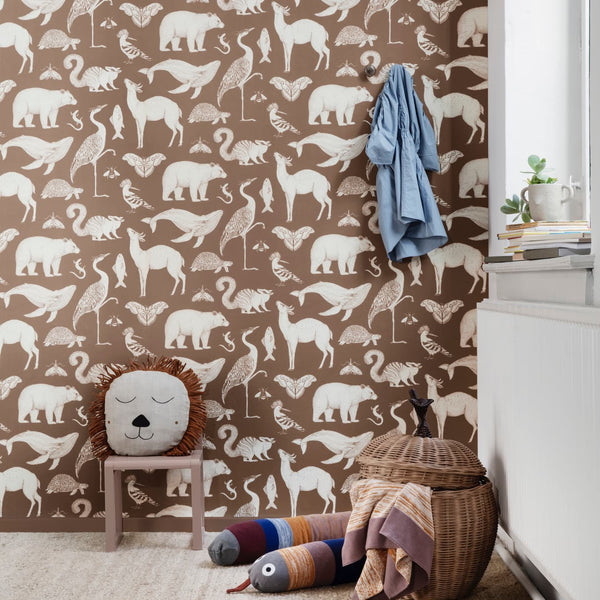 Ferm LivingKatie Scott Wallpaper Animal Toffee Brown - Batten Home