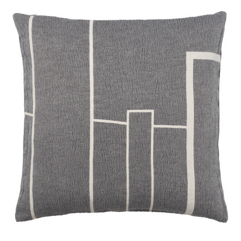 The Kristina Dam Architecture Cushion is the perfect addition to a seating area or sofa. Its modern and simple design mimics clean lines of city scapes, and is made of 100% organic cotton making it perfect for style and comfort in the living room or bedroom.  This designer cushion looks great when paired with other Architecture Cushions in varying colors and sizes long a bed or sofa, and even solo in an oversized lounge chair. The Kristina Dam Architecture Cushion is available in four neutral colourways and