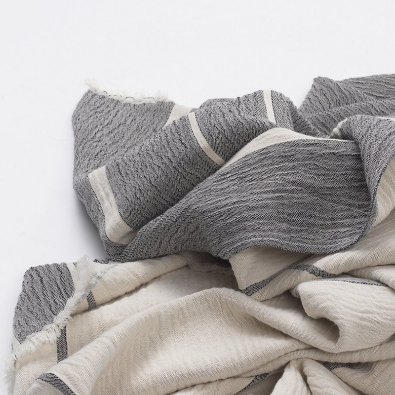 The Architecture Throw by Kristina Dam is a charming blanket made from organic cotton that you'll love adding to any space in your home. We love the modern and simple design, mimicking clean lines of city scapes.  We love it draped on the corner of a sitting chair, or at the edge of a stylish bench. This high quality piece is easy to care for, and is the perfect size for any occasion.