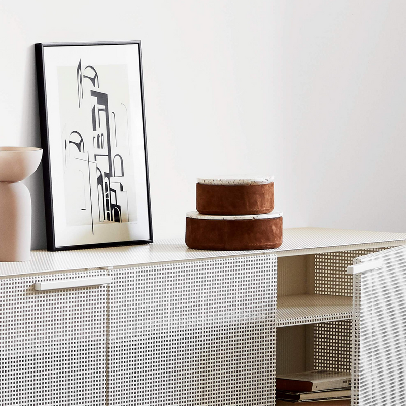 The Suede Box by Kristina Dam is a special container for any space of your home that needs a luxe upgrade for small storage. Made from suede and travertine - this small container is perfect for the bathroom, bedroom or home office - as it perfectly holds jewelry, paper clips or cotton swabs in a well-styled manner.