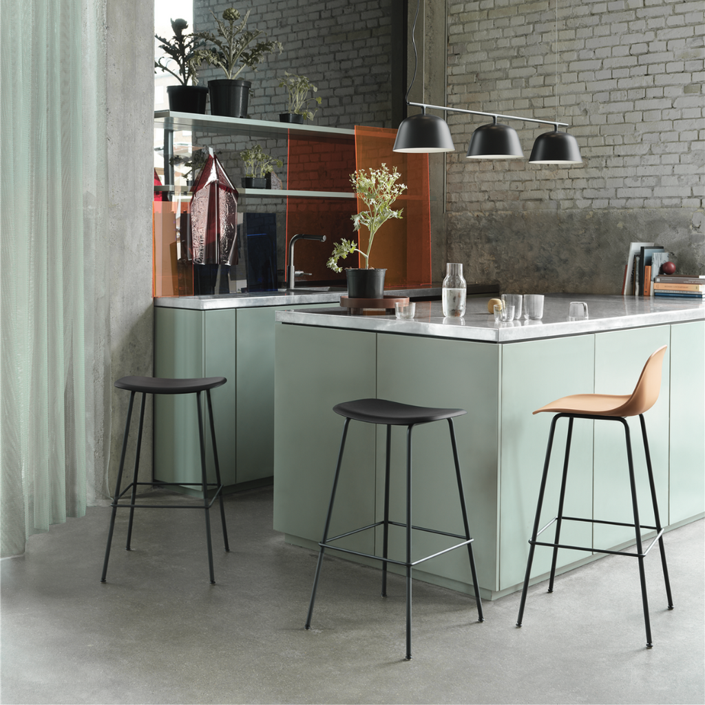 MUUTO Fiber Counter Stool with Backrest - Tube Base