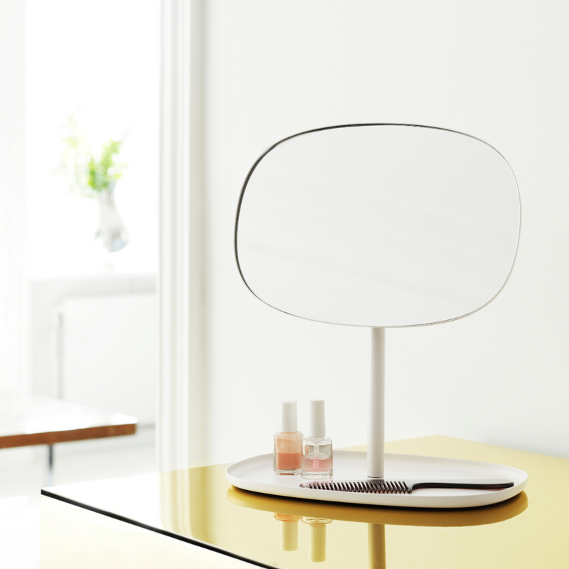 The Flip Mirror by Normann Copenhagen was created in collaboration with Javier Moreno Studio as a beautifully simplistic table mirror that can be rotated 360 degrees. We appreciate the organic shape the mirror takes on, which is amplified by the easy flow of movement expressed when turning the mirror as needed.