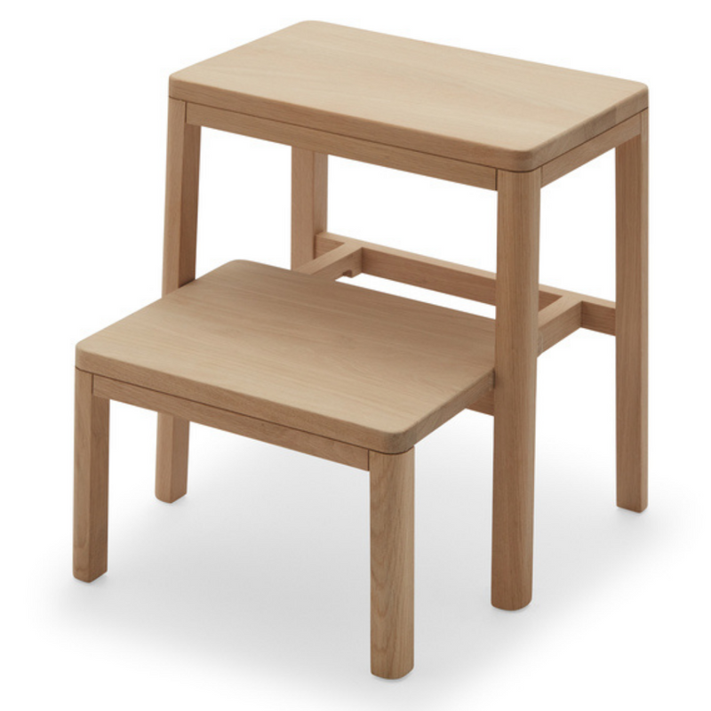 The Skagerak Noboru Step Ladder is an aesthetically pleasing step stool that can be nested together when not in use. Noboru Step Ladder in Oak was designed with a Japanese influence, with smooth edges and a narrow profile which allow it to be stored discretely but also beautiful enough to keep on display. The bottom step can be tucked in as needed, making is easy to use as a stool as well.