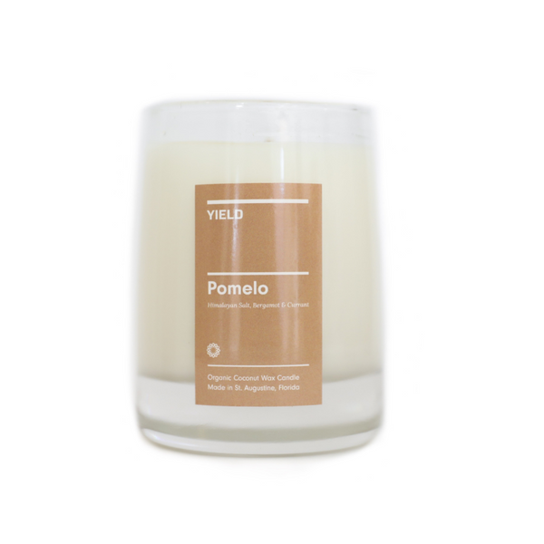 The Pomelo Candle by Yield Design is a fresh and familiar scent, with notes of currant, bergamot and Himalayan salt. We love this scent when used in common spaces of the home like the living room, kitchen, sunroom or office. 