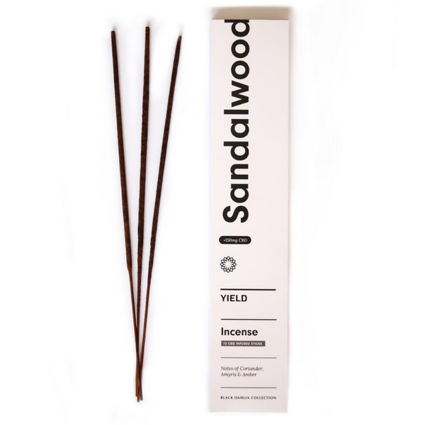 The Sandalwood Incense by Yield Design is a familiar fragrant we know and love, created by the combination of Amber, Coriander and Amyris. We love this scent when used in common spaces of the home like the living room, or in your favorite spot to wind down from the day. The organic CBD burns cleanly, vaporizing and providing many benefits through aromatherapy. 