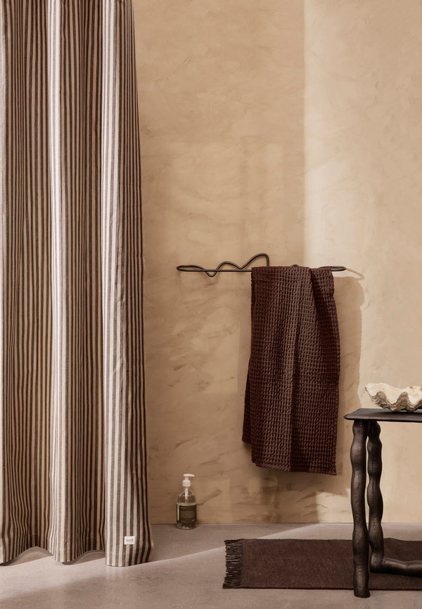 Chambray Shower Curtain Sand/Black